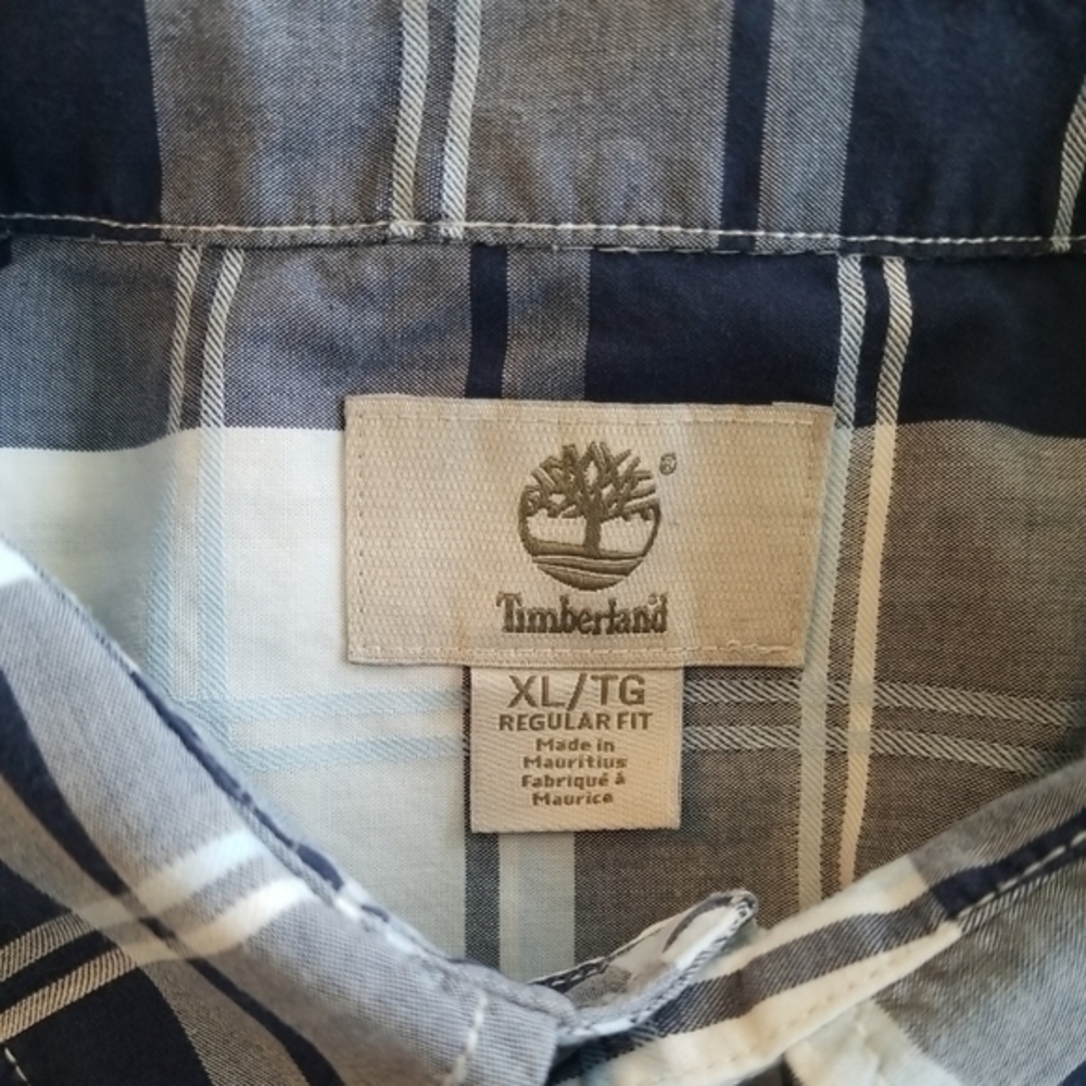 Timberland Long Sleeve Button Down ..‎ XL/TG.. Blue Plaid - Picture 2 of 5